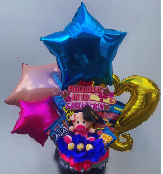 Regalo de Graduación con Peluche Rosado
