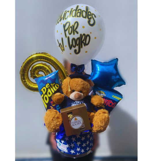 Regalo Graduación con Oso color Azúl